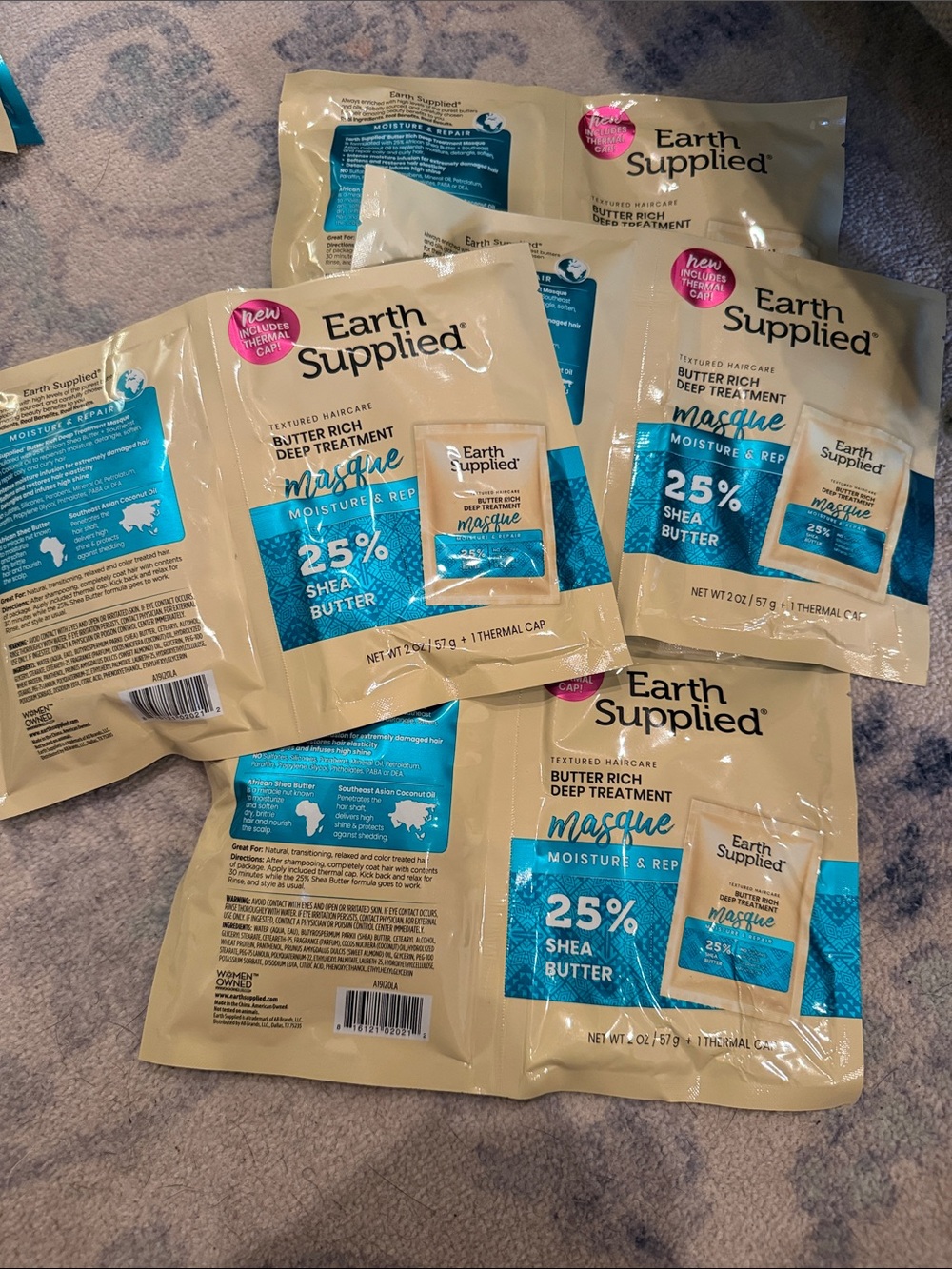 Earth supplied butter rich deep treatment and thermal cap set of 4